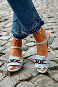 Celsa - Tacones ajos azules con detalle de puntada