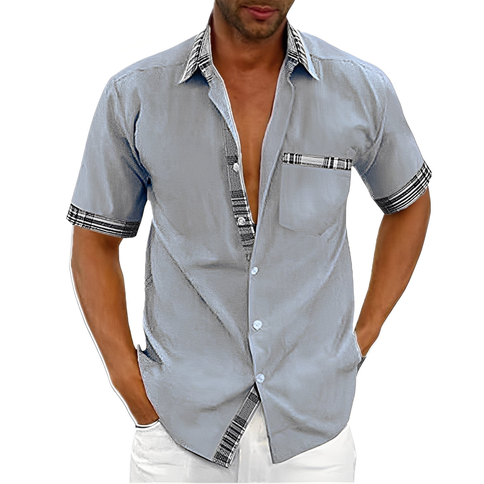 Marvin - Camisa Casual de Manga Corta para Hombres