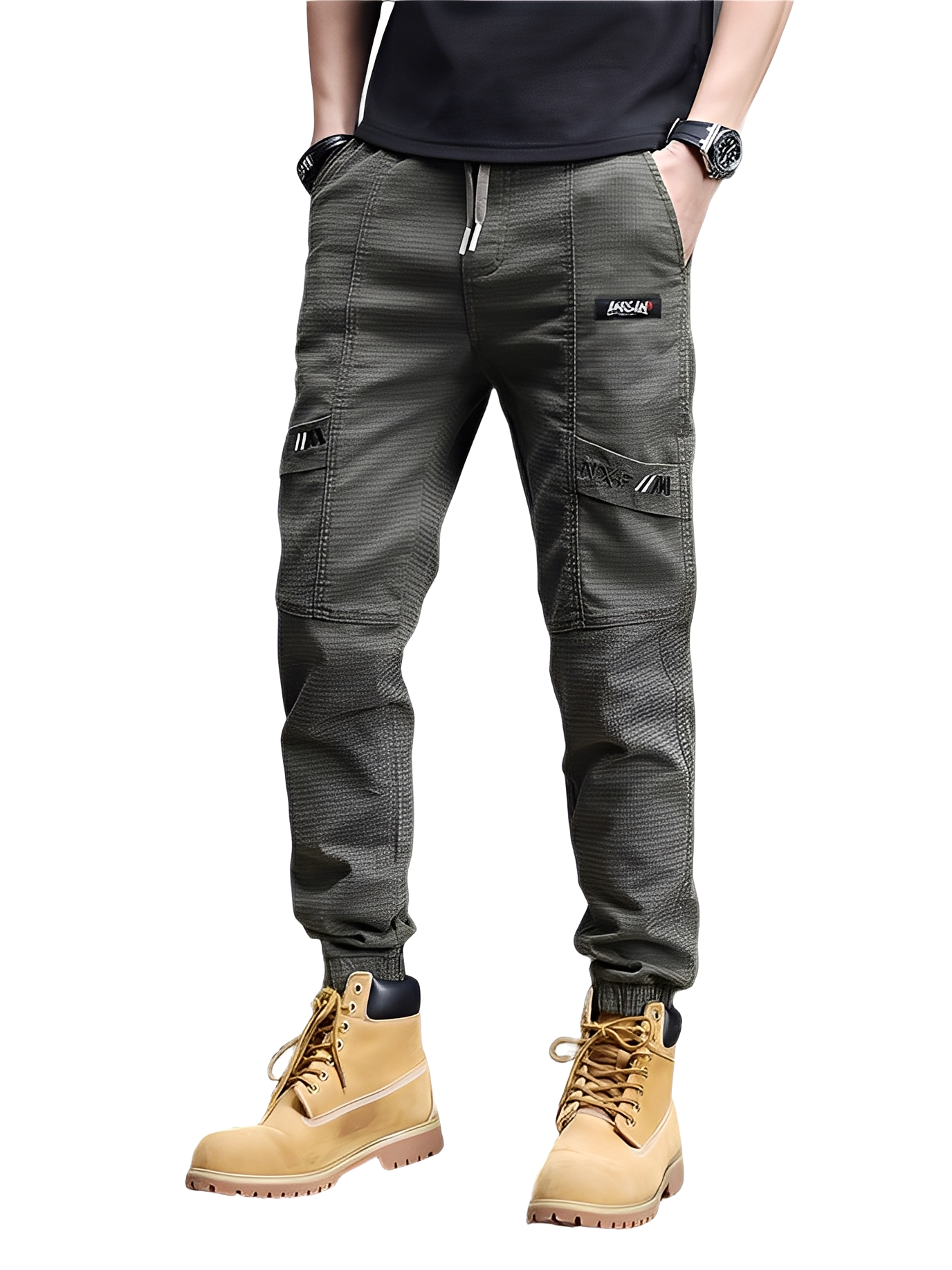 Alvin - Pantalones de chándal elegantes y elásticos con cordón para hombres