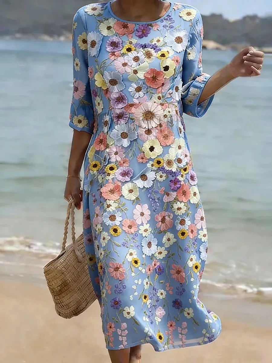 V13 - Vestido Casual para Mujer con Estampado Floral