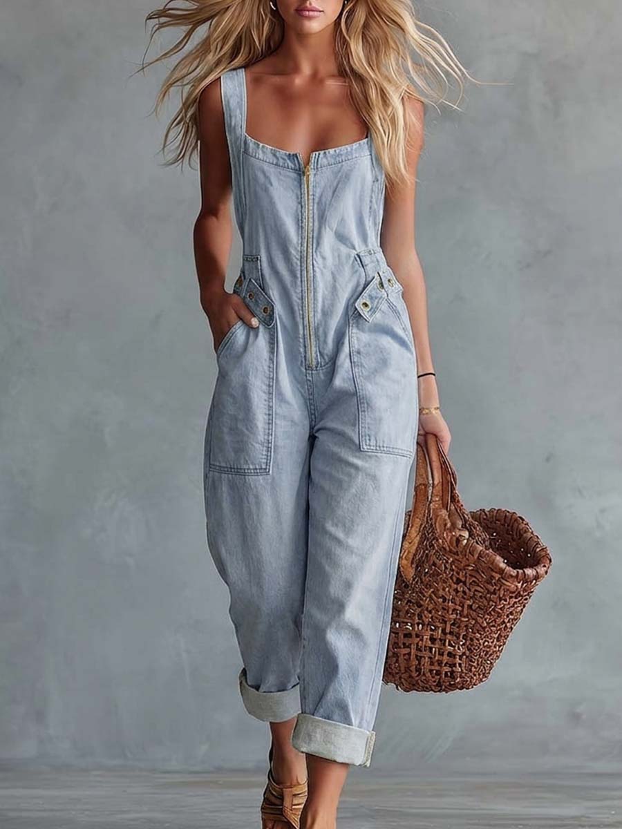 Lorea - Mono de Denim de Estilo Casual Retro