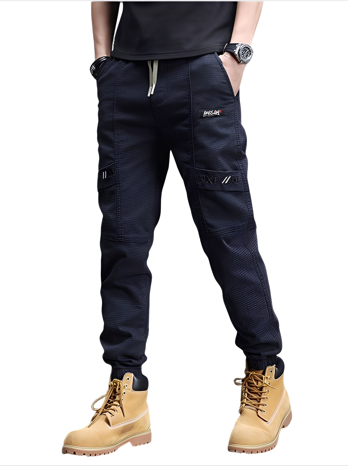 Alvin - Pantalones de chándal elegantes y elásticos con cordón para hombres