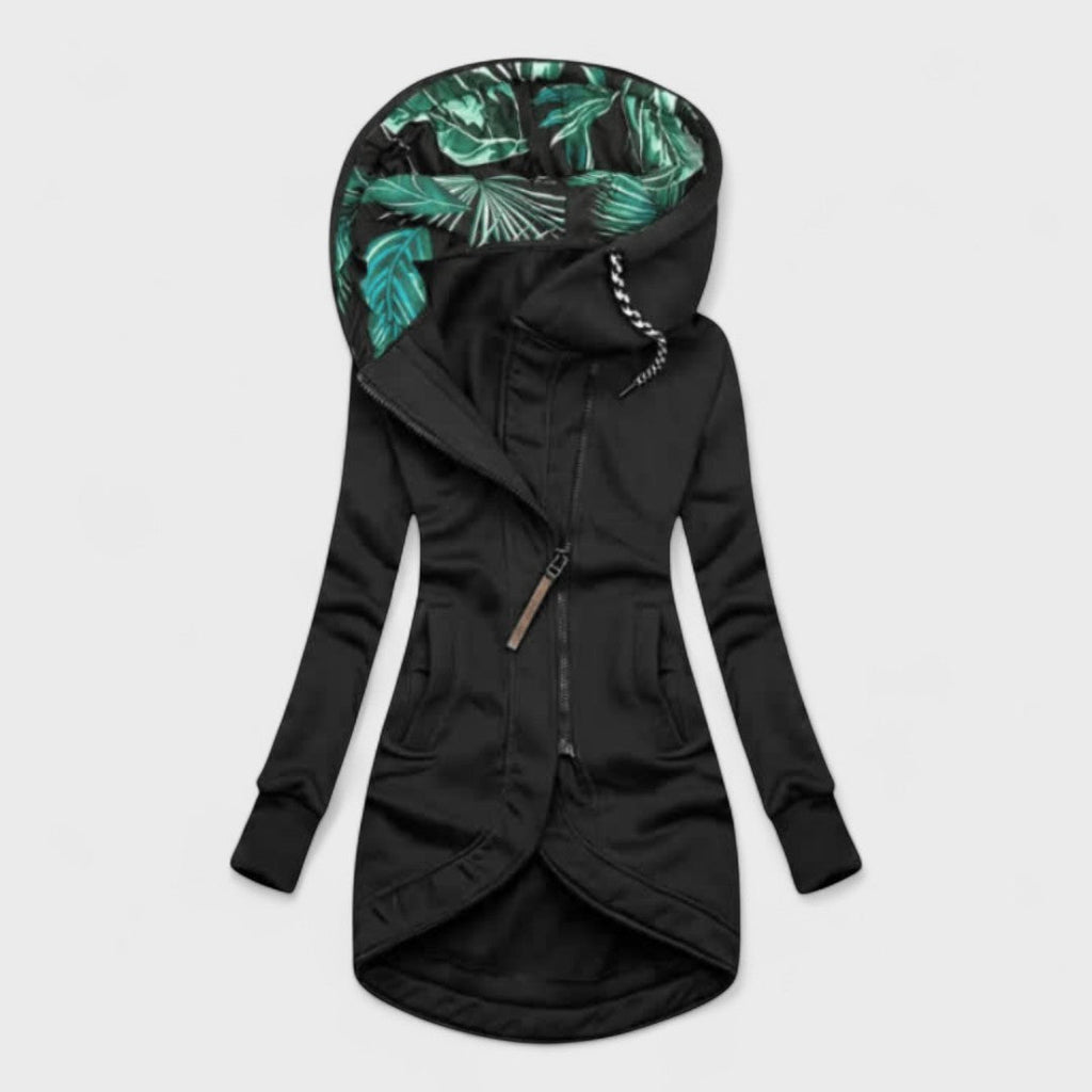 Ariadna - Abrigo elegante con cremallera asimétrica