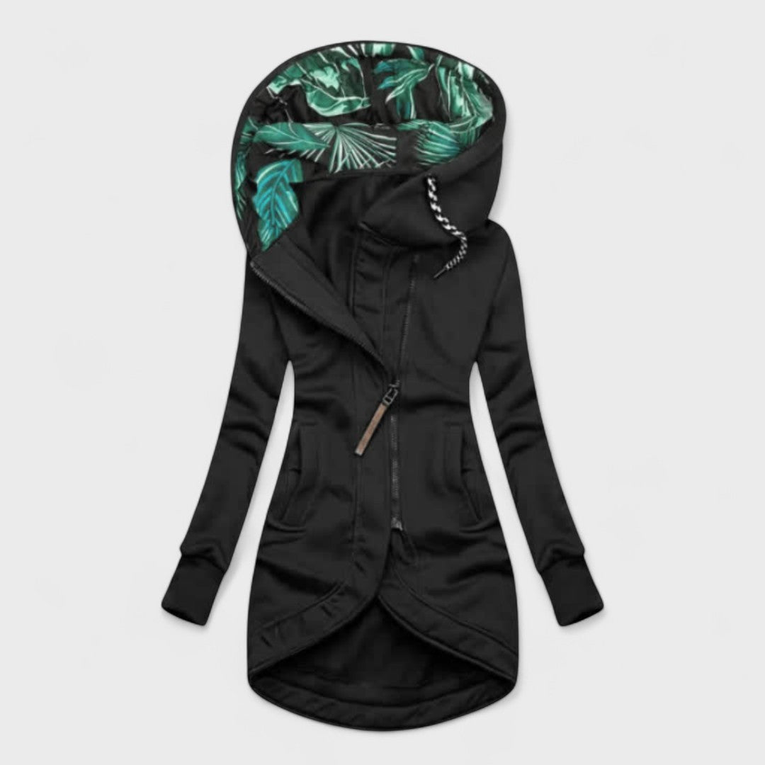 Ariadna - Abrigo elegante con cremallera asimétrica