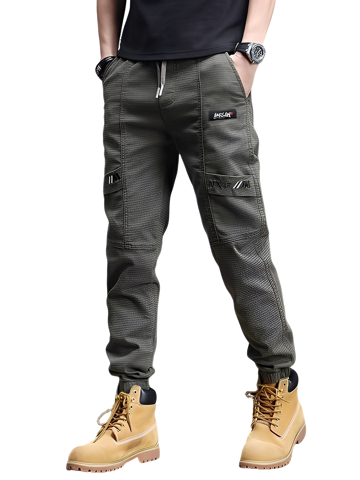 Alvin - Pantalones de chándal elegantes y elásticos con cordón para hombres