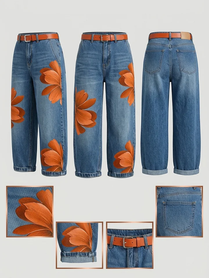 Valentina -  Conjunto de camisa larga y vaqueros con estampado floral