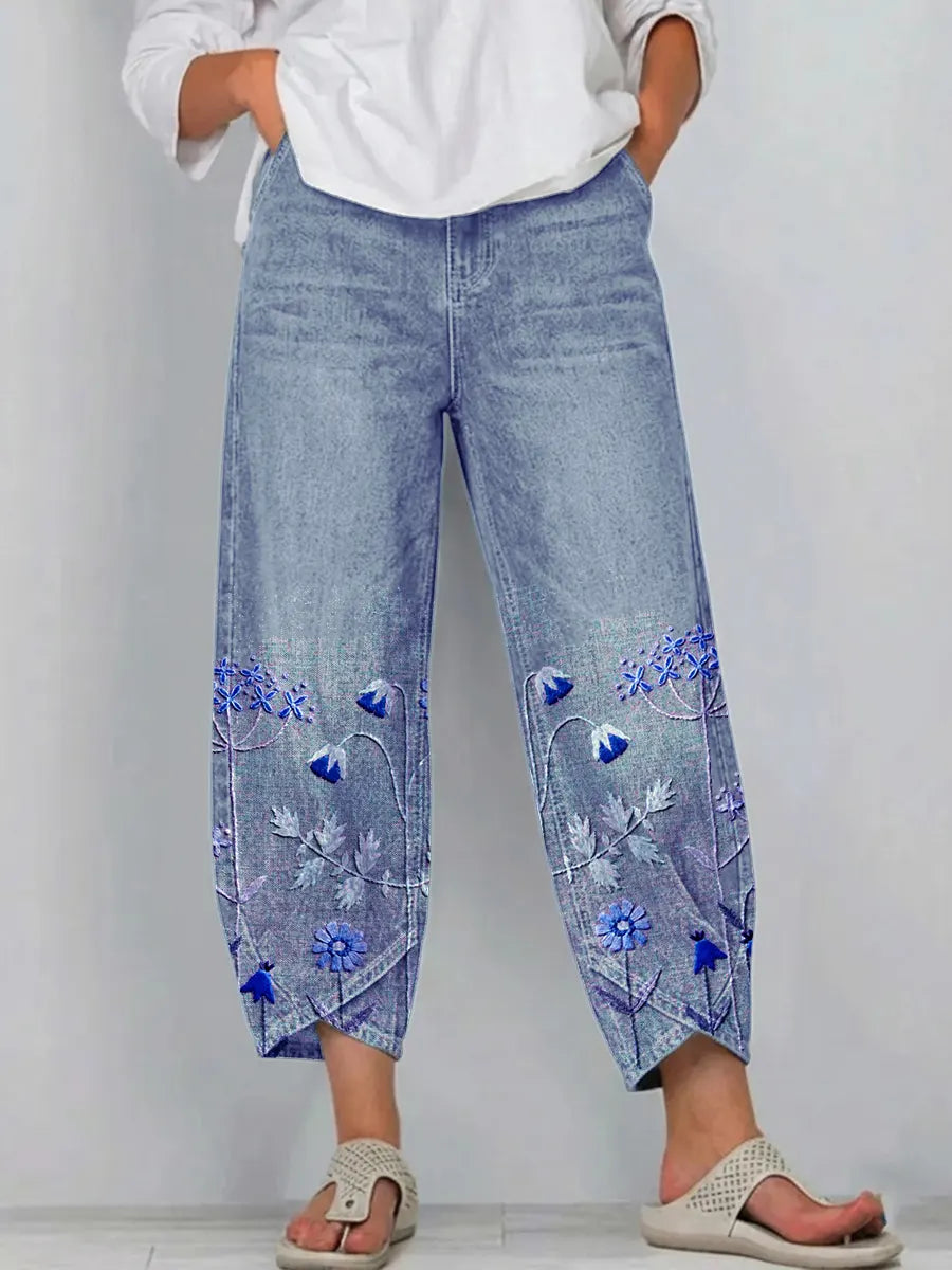 Kaira - Pantalones florales de estilo casual chic