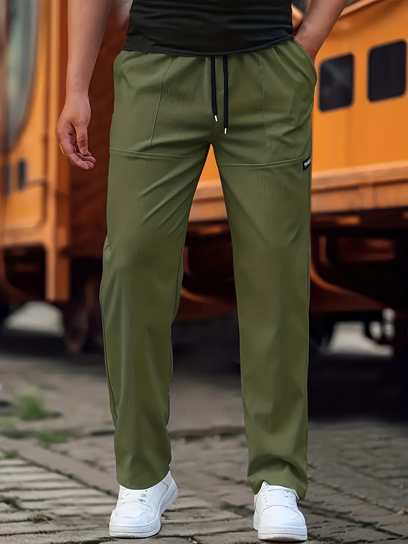 Esmund - Pantalones de chándal casual con cordón para hombre
