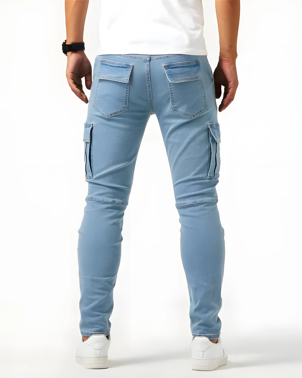 Pantalones cargo elásticos azul marino