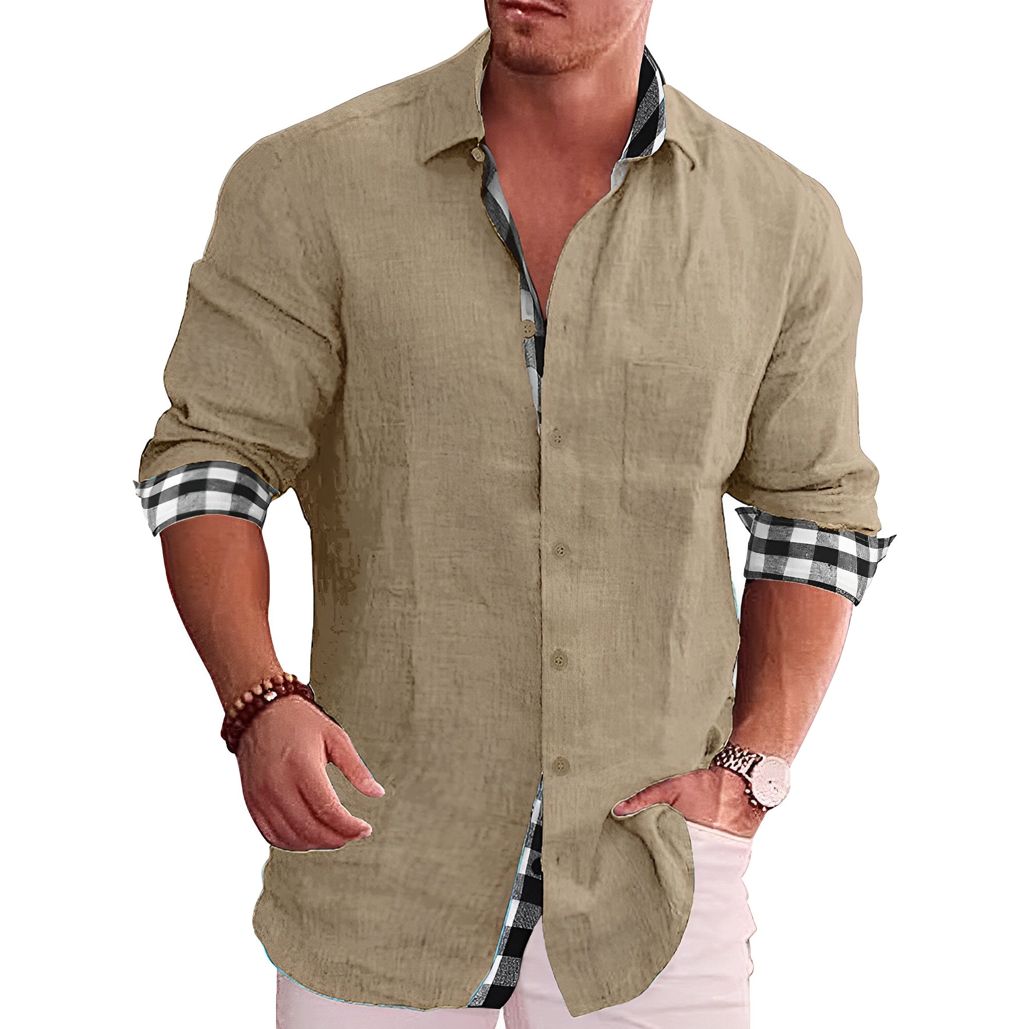 Elwood - Camisa elegante de manga larga para hombre