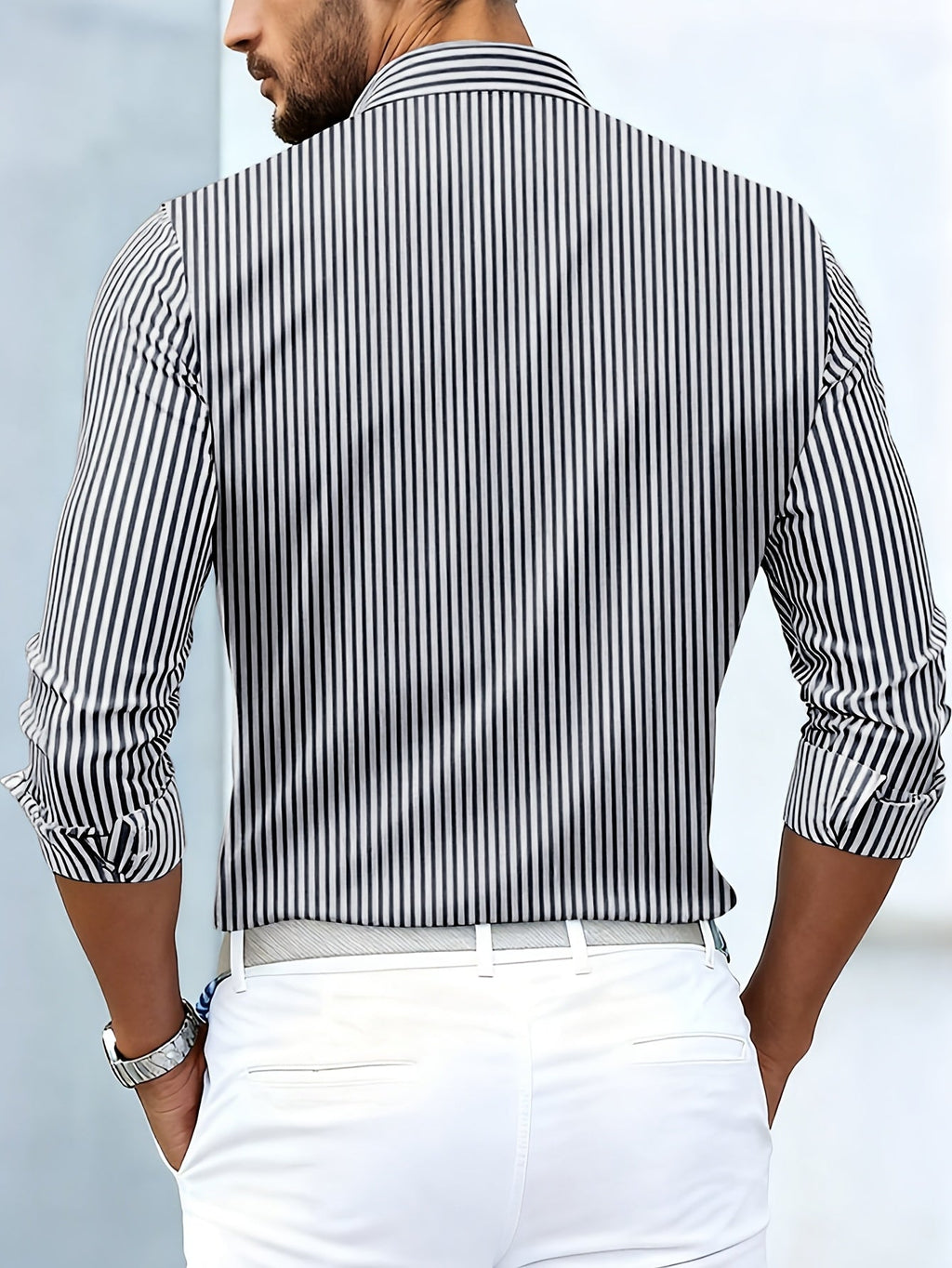 Cristian - Camisa de Hombre de Rayas Vintage de Manga Larga