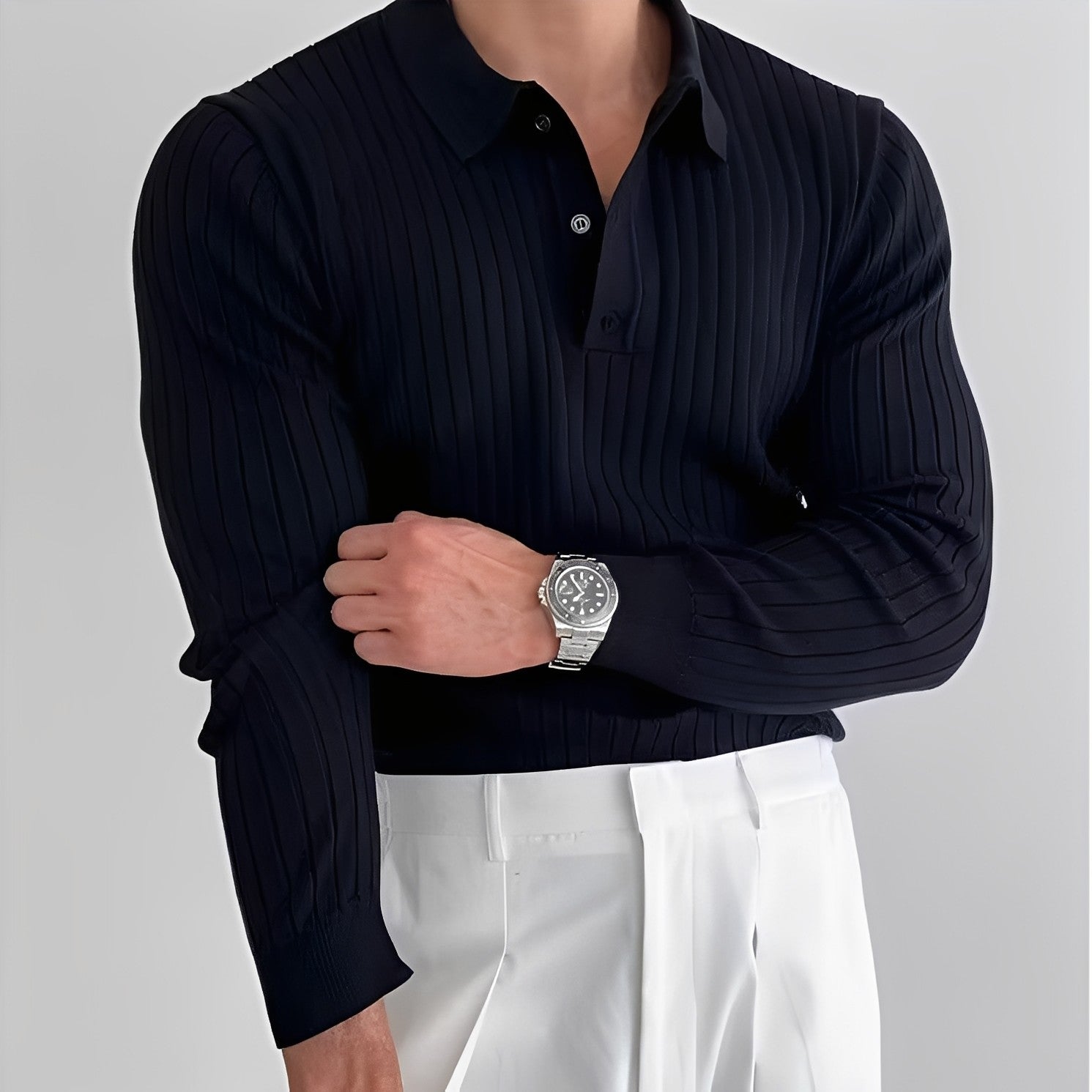 Raphael - camisa de manga larga con cuello tipo revers para hombre