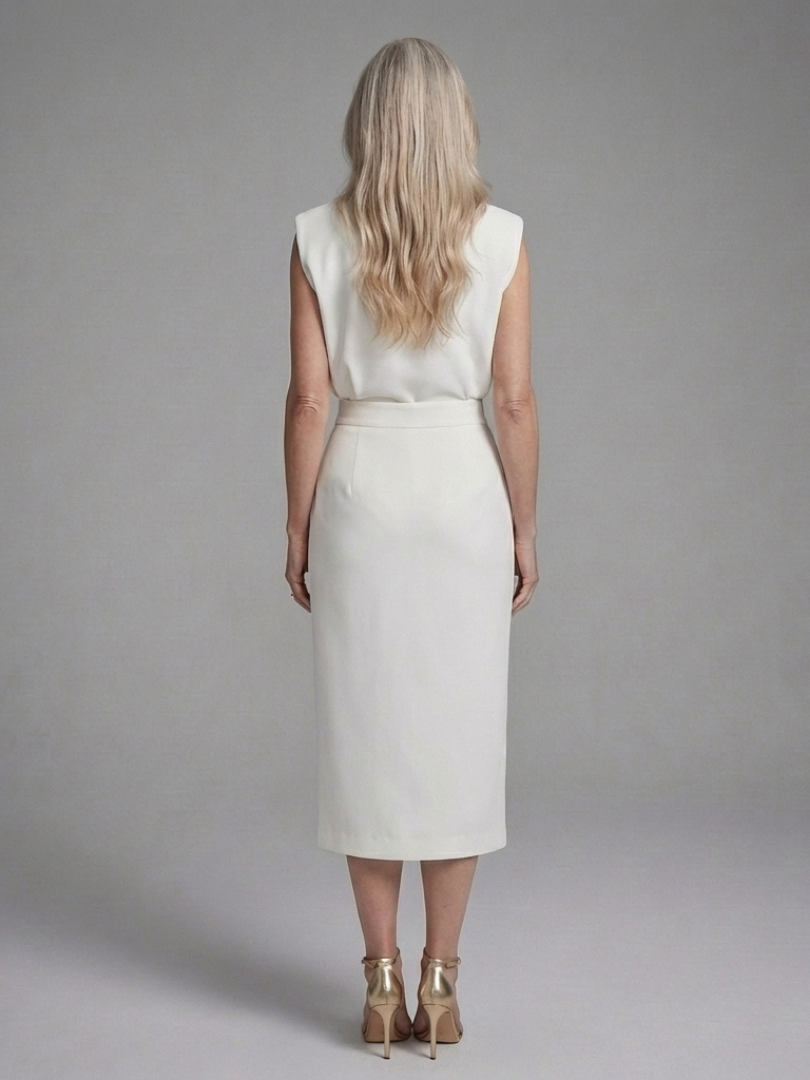 Meridia -  Vestido Midi Asimétrico con Mangas Cortas