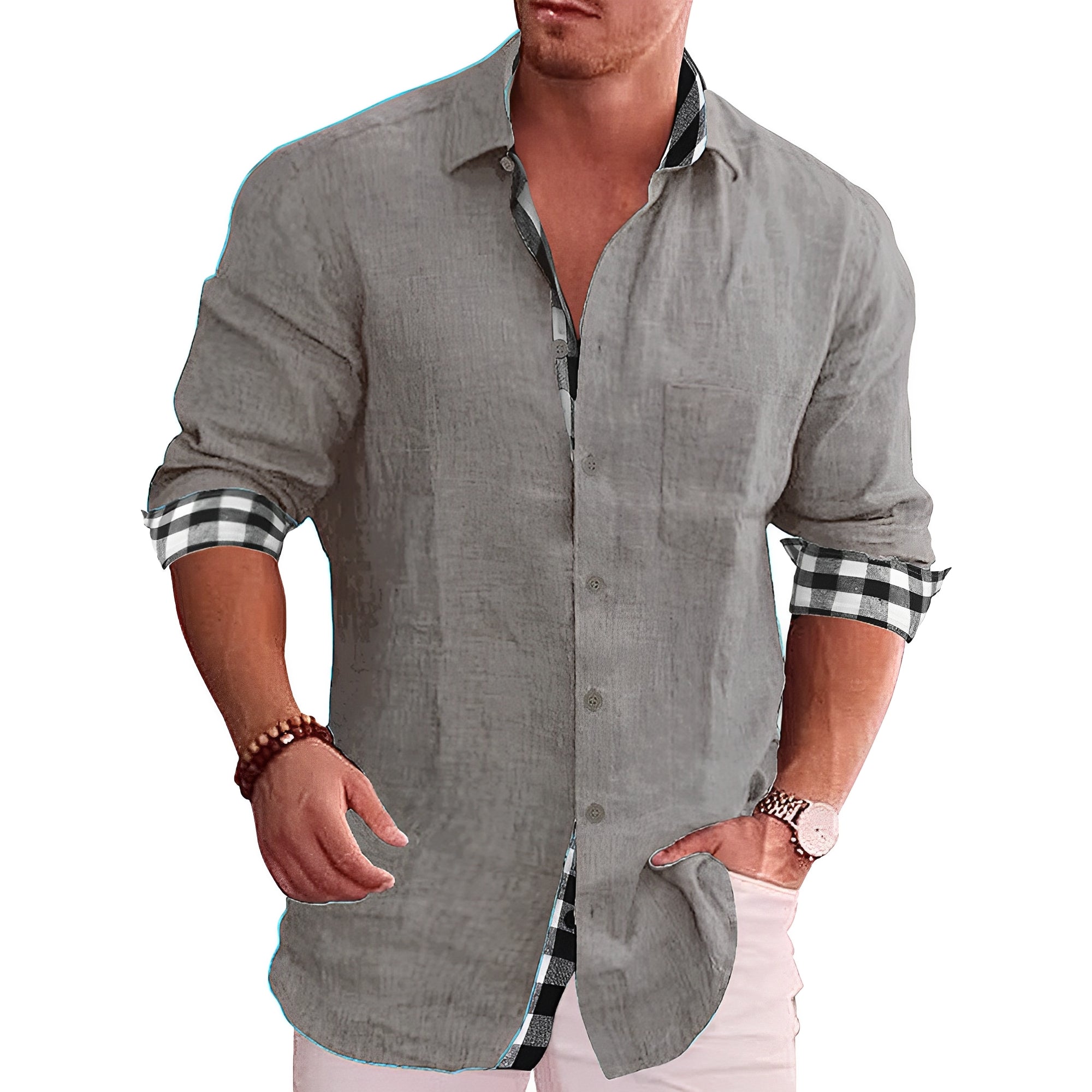 Elwood - Camisa elegante de manga larga para hombre