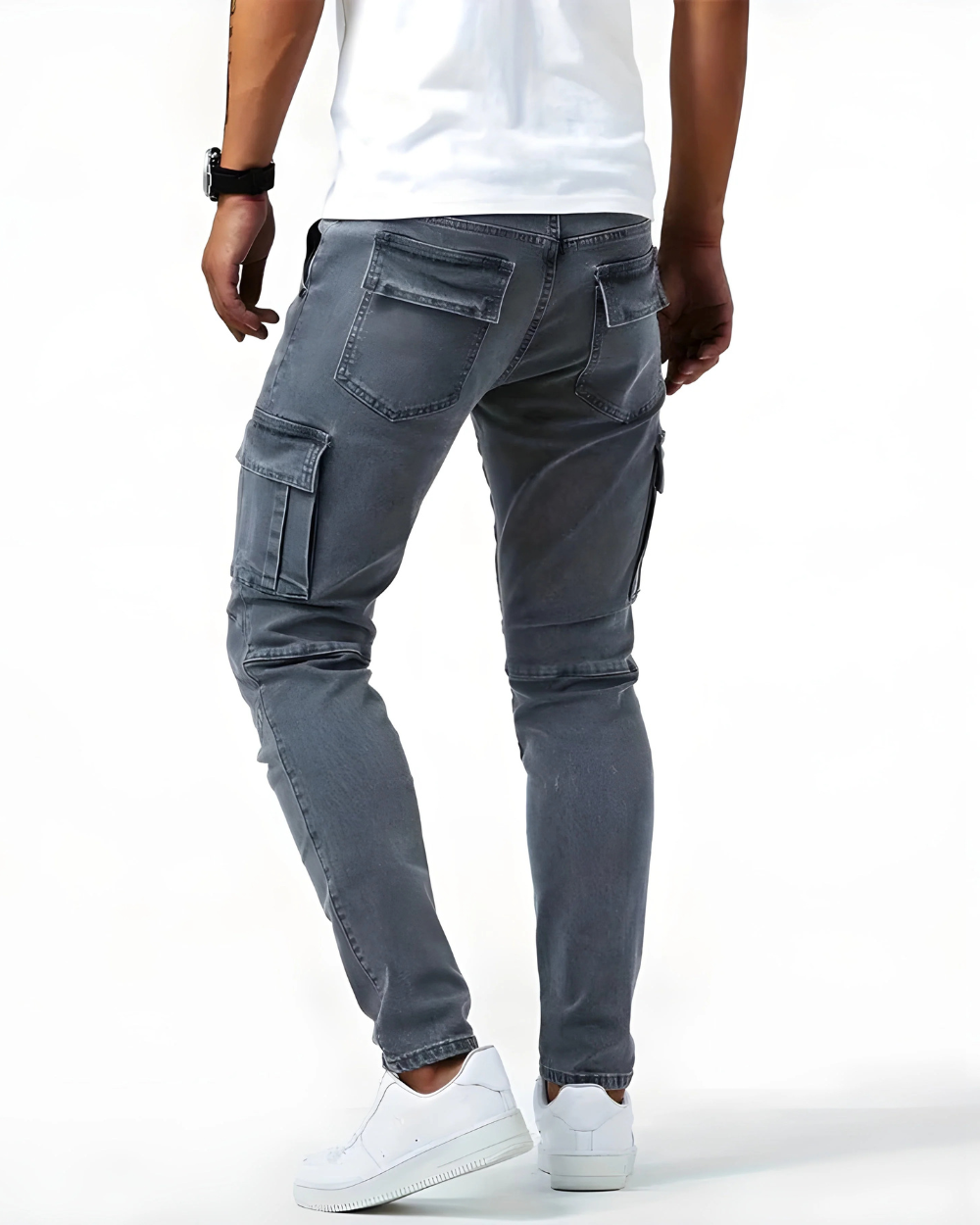 Pantalones cargo elásticos azul marino
