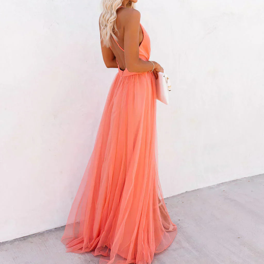 Lumire - Vestido largo en color coral
