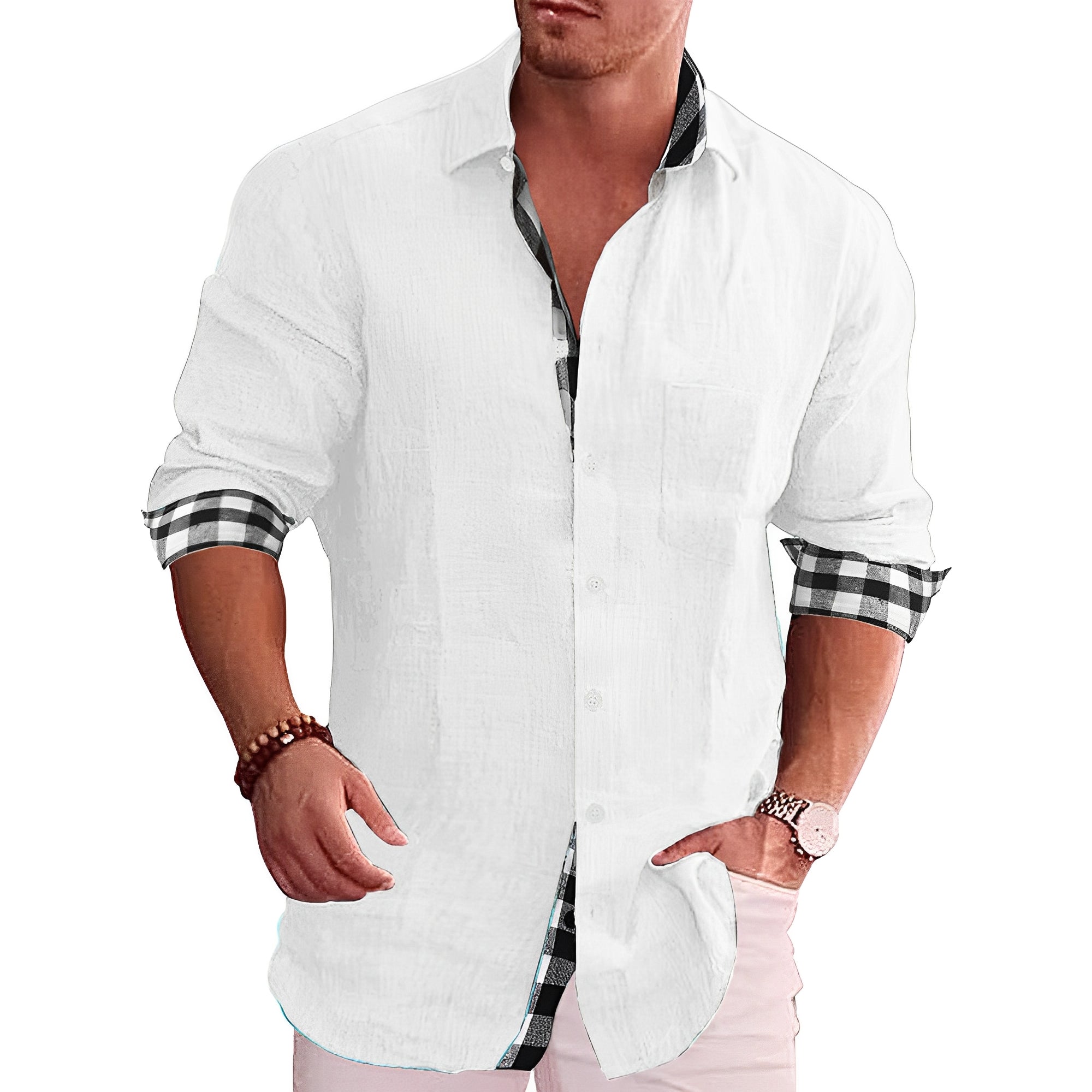 Elwood - Camisa elegante de manga larga para hombre