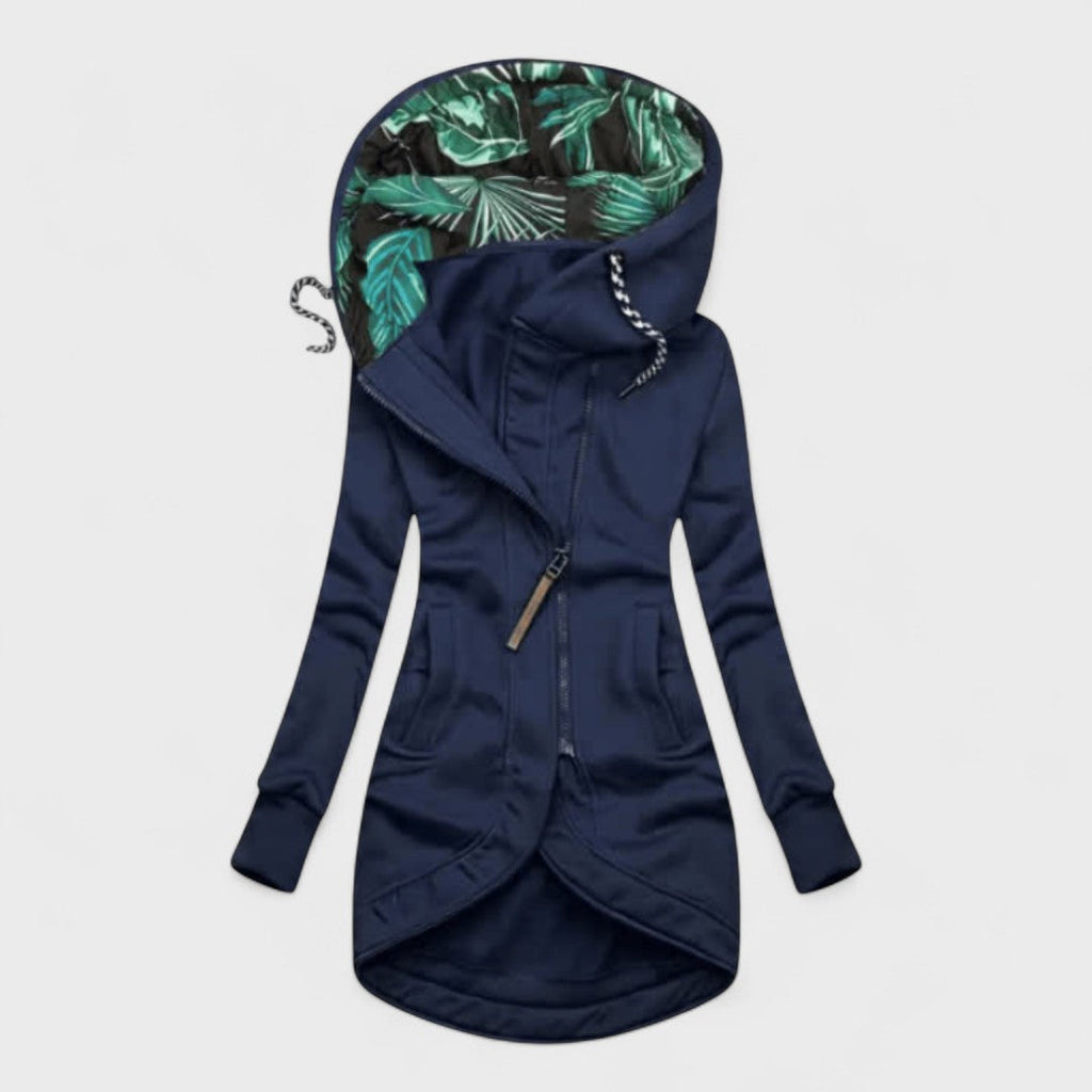 Ariadna - Abrigo elegante con cremallera asimétrica
