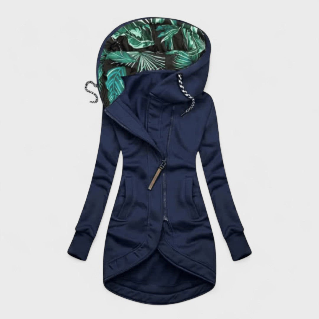 Ariadna - Abrigo elegante con cremallera asimétrica