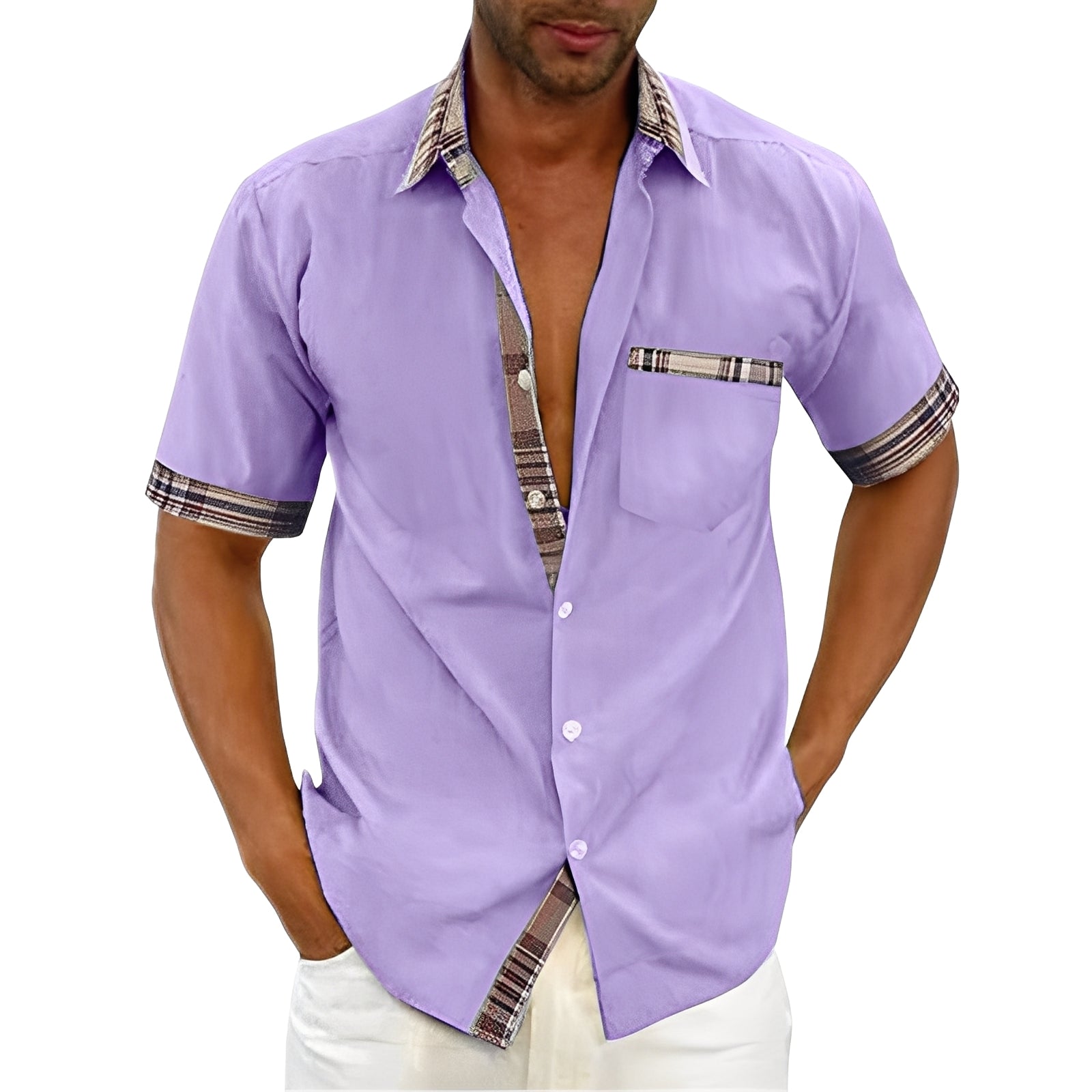Marvin - Camisa Casual de Manga Corta para Hombres