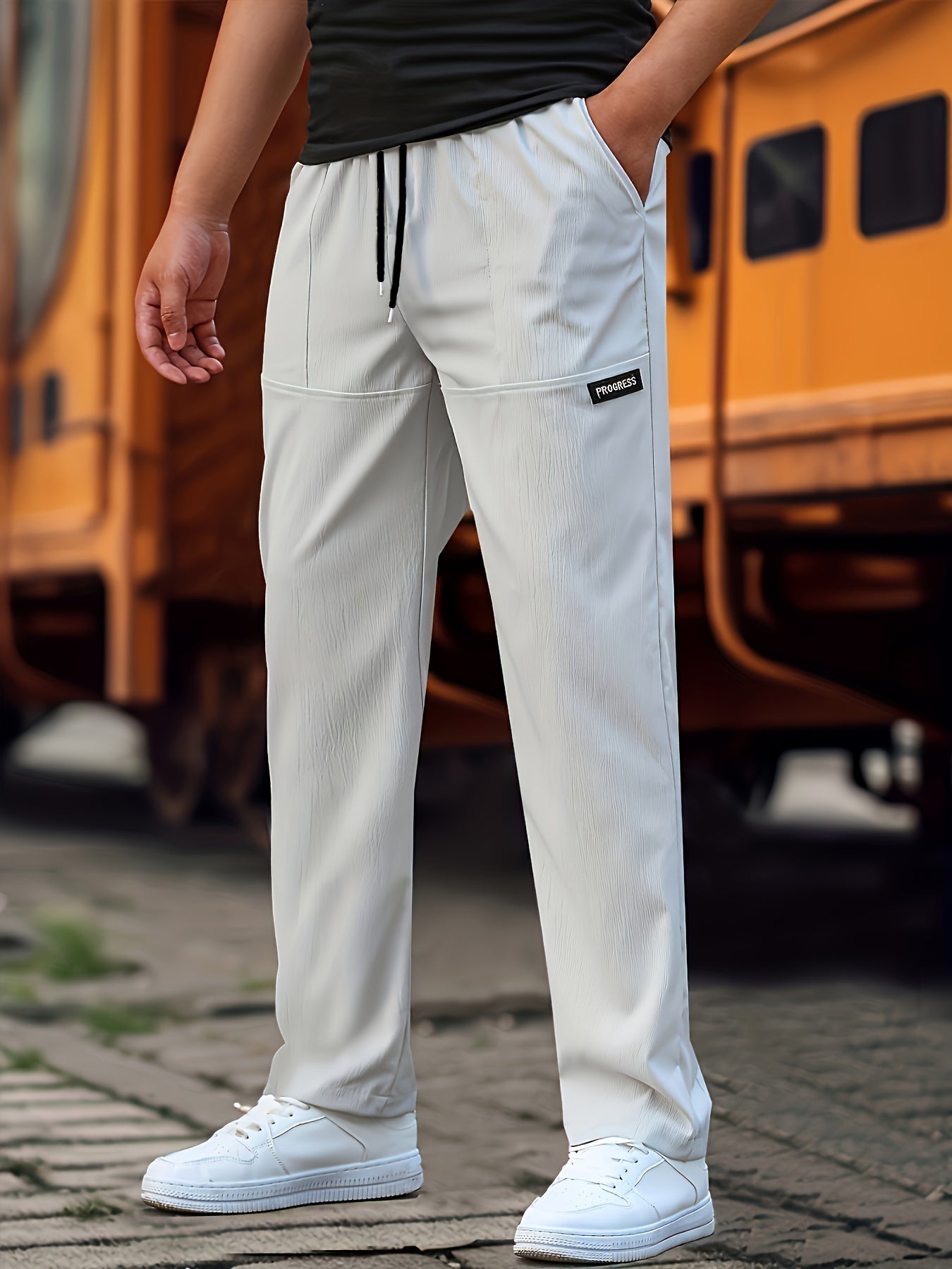 Esmund - Pantalones de chándal casual con cordón para hombre