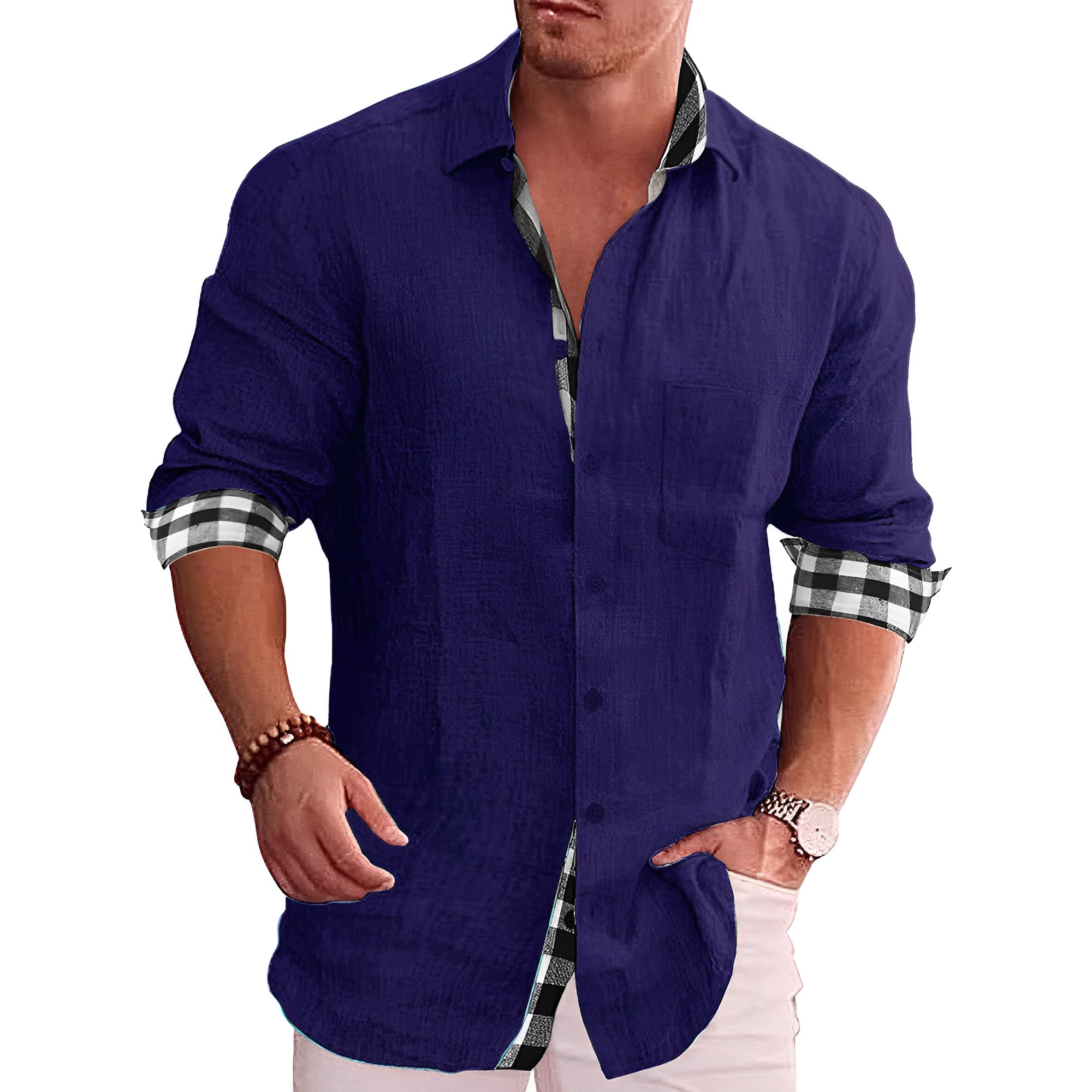 Elwood - Camisa elegante de manga larga para hombre