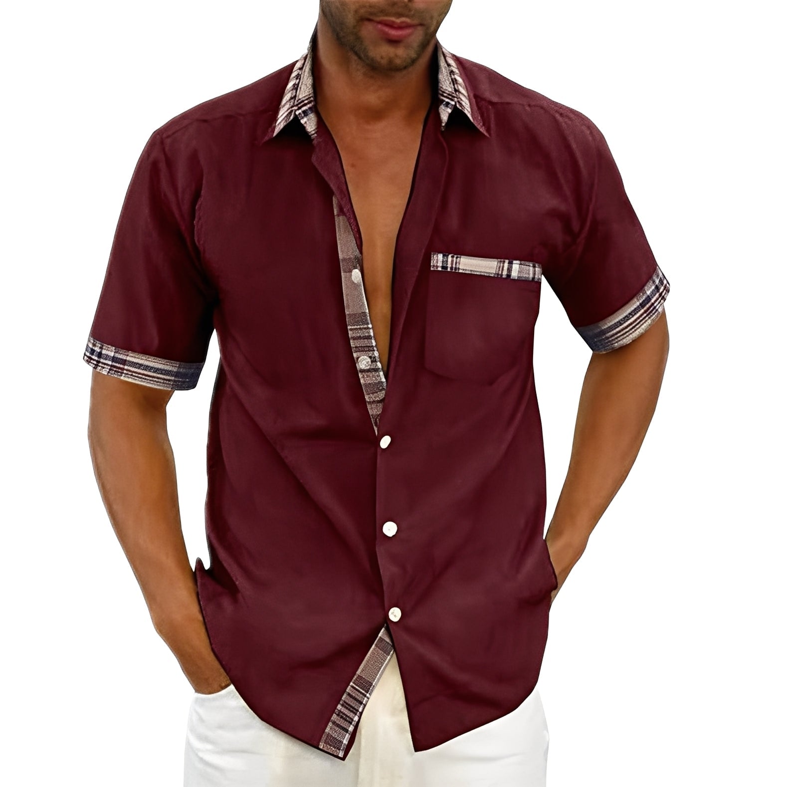Marvin - Camisa Casual de Manga Corta para Hombres