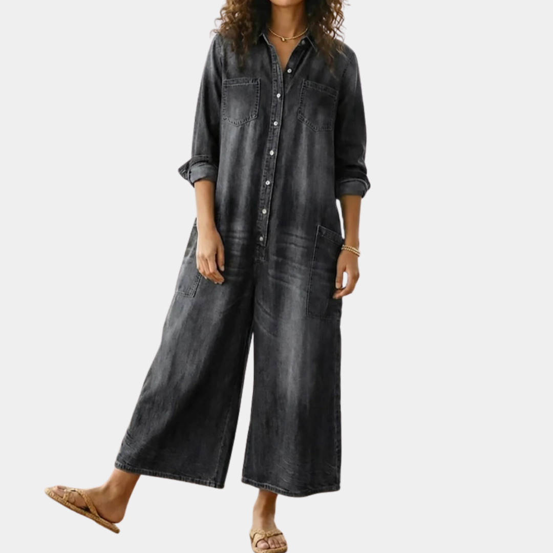 PV16 - Mono Vintage en Denim Suave Lavado con Botones