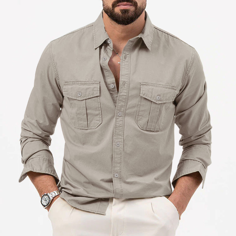 Dennis - camisa clásica de manga larga con bolsillos para hombre