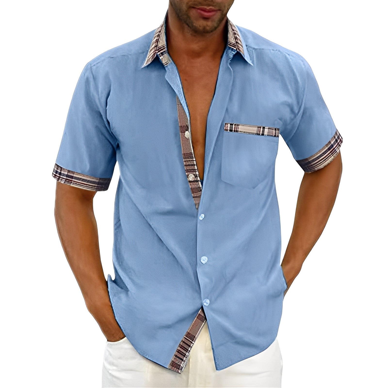 Marvin - Camisa Casual de Manga Corta para Hombres