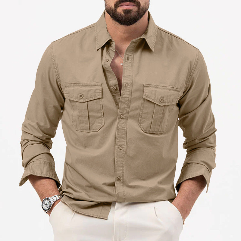 Dennis - camisa clásica de manga larga con bolsillos para hombre