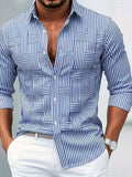 Cristian - Camisa de Hombre de Rayas Vintage de Manga Larga