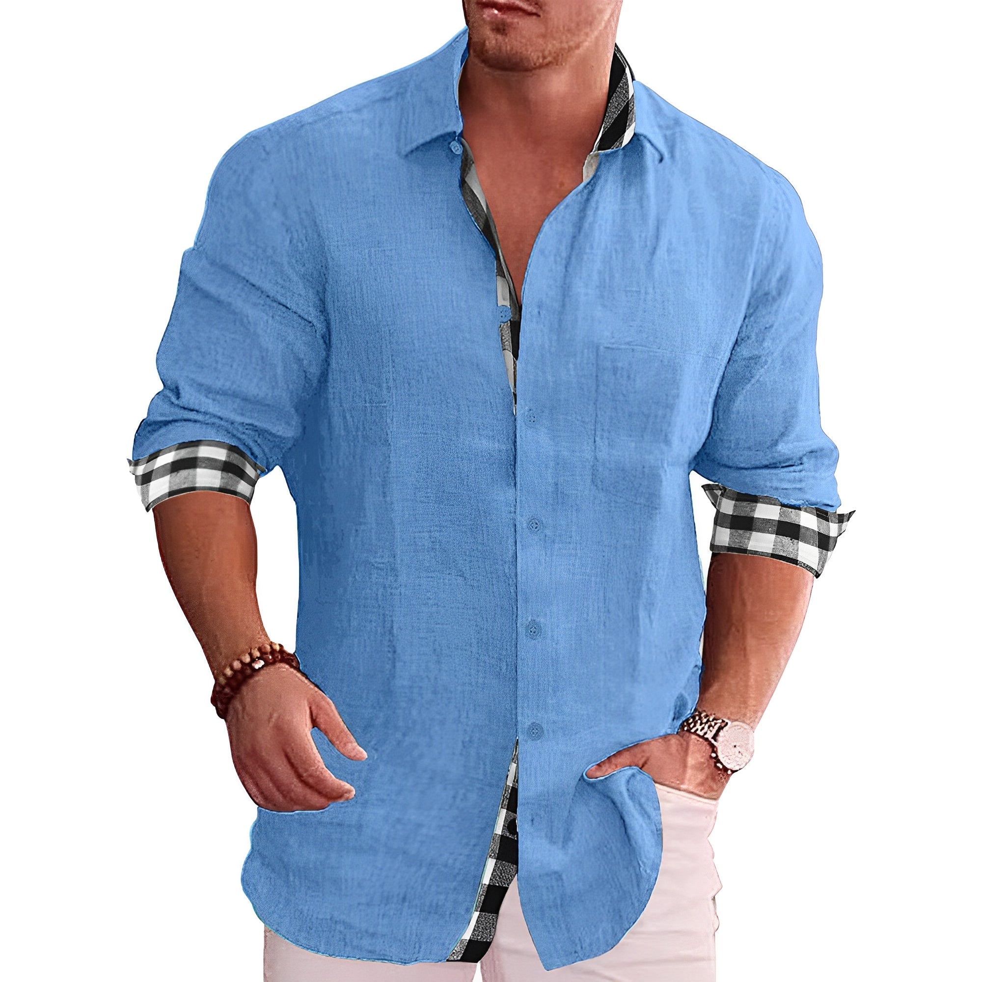 Elwood - Camisa elegante de manga larga para hombre