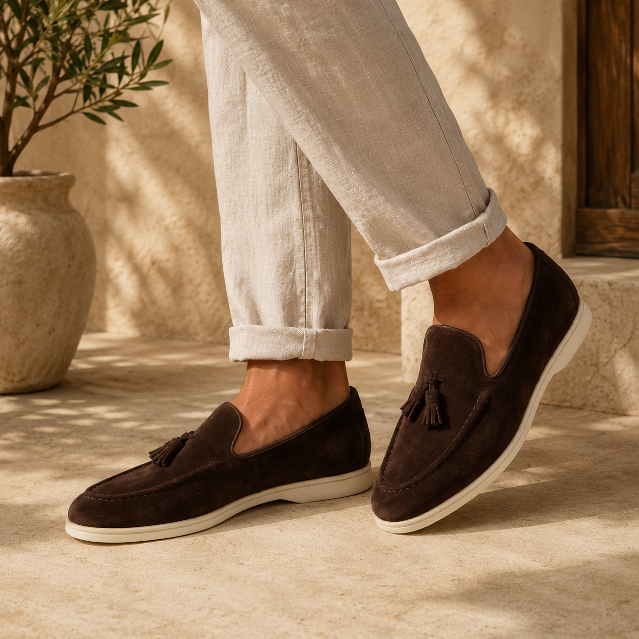Mateo - Mocasines Borlas Hombre Ante