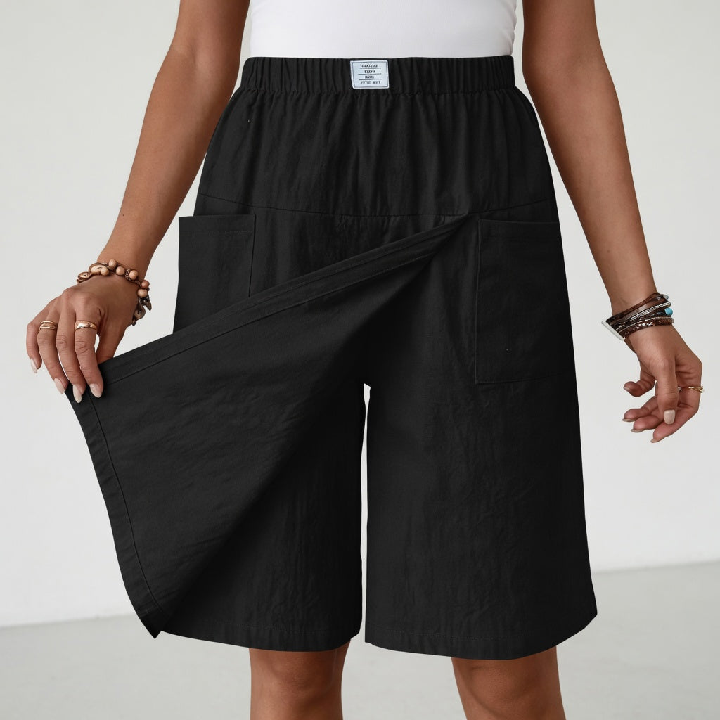 Azahara - Falda-pantalón con cintura elástica y bolsillos