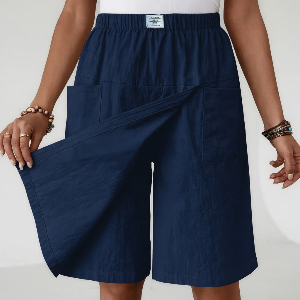 Azahara - Falda-pantalón con cintura elástica y bolsillos