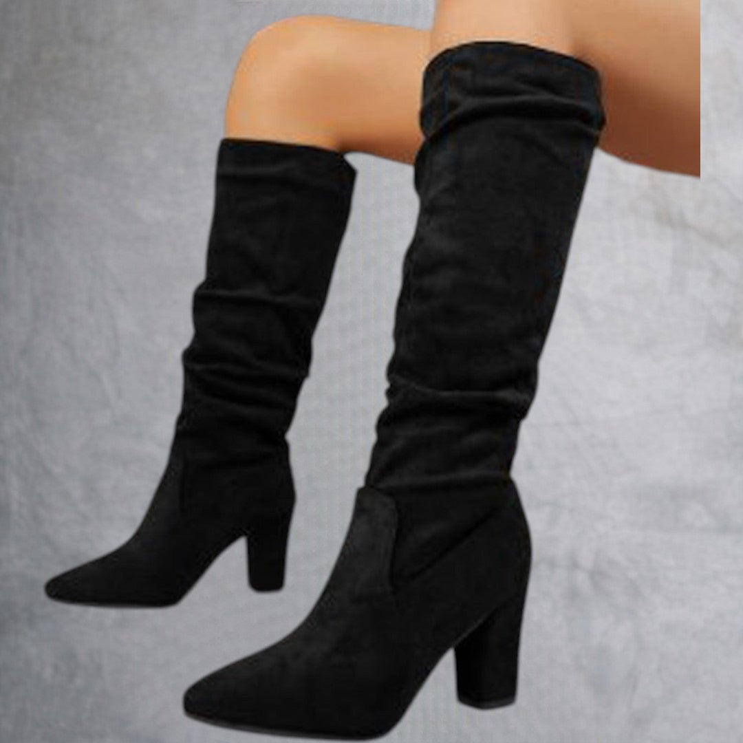 Botas elegantes de tacón alto en color sólido para mujeres