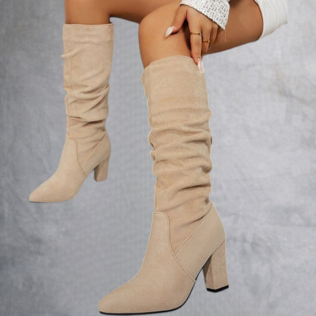 Botas elegantes de tacón alto en color sólido para mujeres