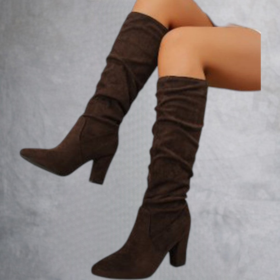 Botas elegantes de tacón alto en color sólido para mujeres