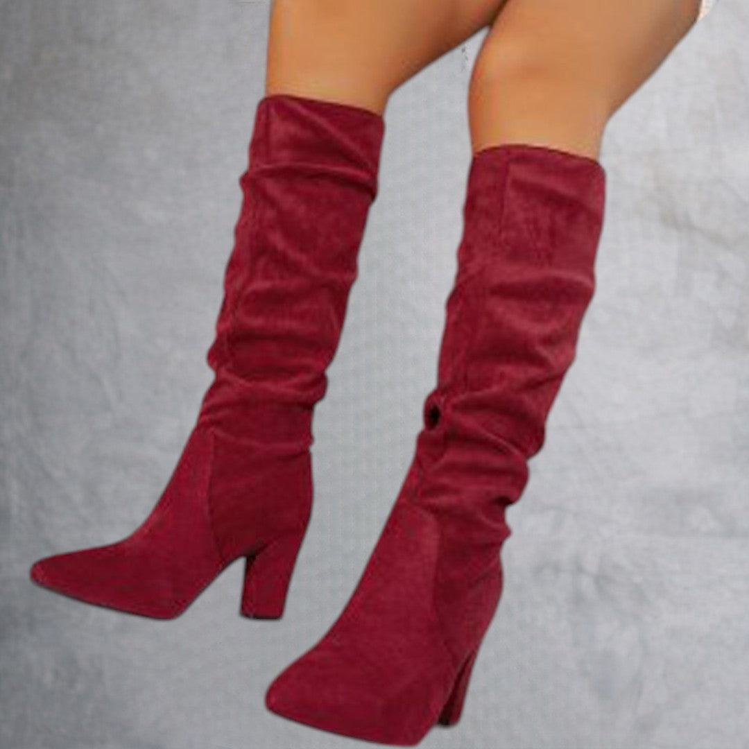 Botas elegantes de tacón alto en color sólido para mujeres