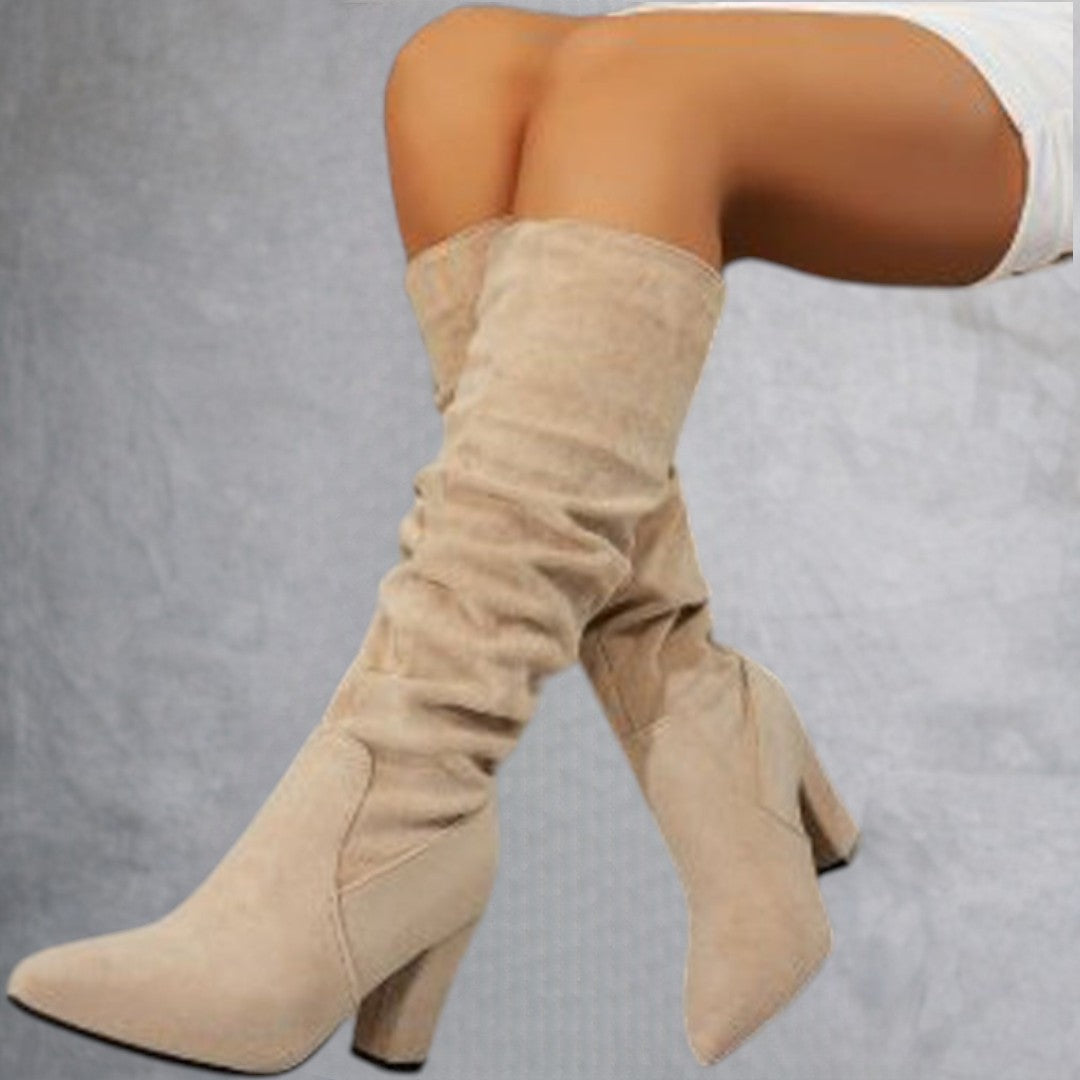 Botas elegantes de tacón alto en color sólido para mujeres