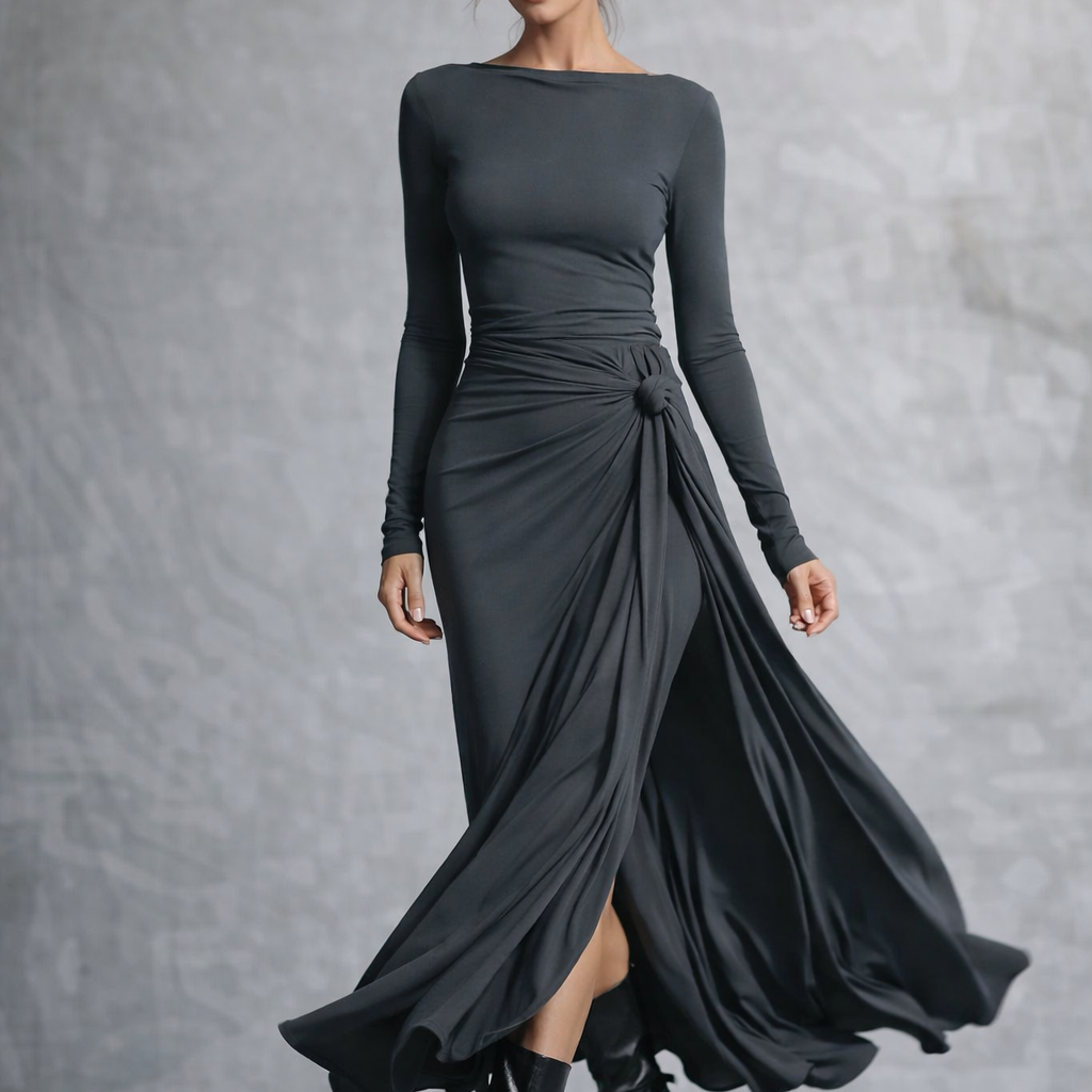 Vestido largo con lazo lateral