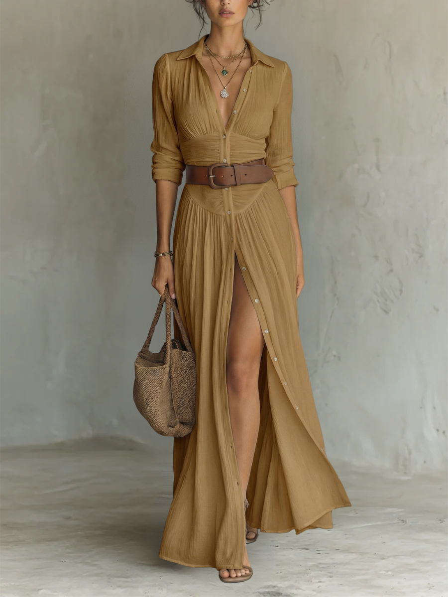 Jana - Vestido largo con cuello vuelto y mangas largas