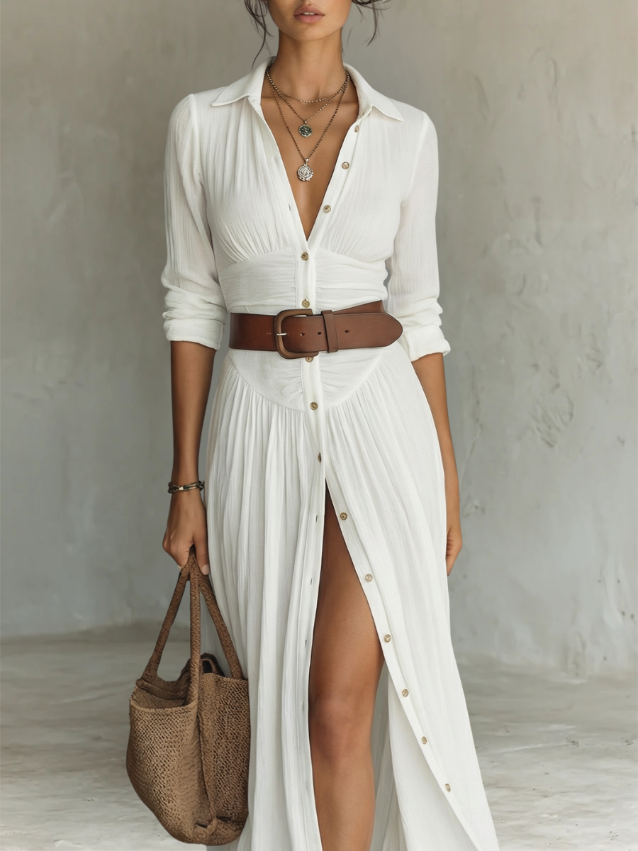 Jana - Vestido largo con cuello vuelto y mangas largas