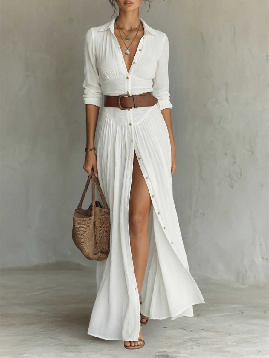 Jana - Vestido largo con cuello vuelto y mangas largas