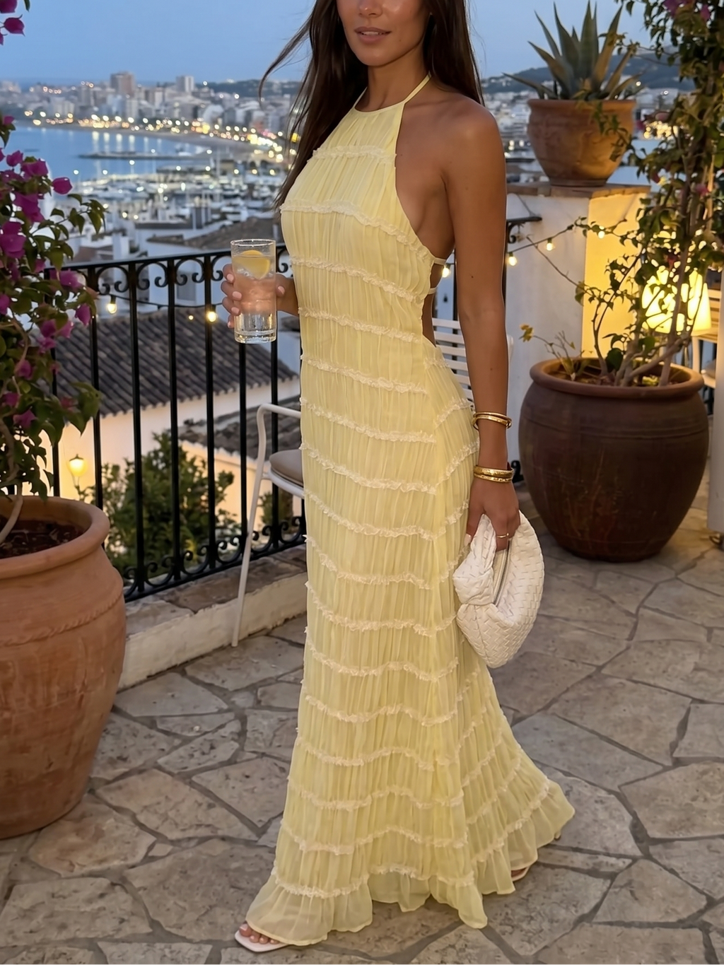 Maite - Vestido Maxi Elegante de Verano con Cuello Halter