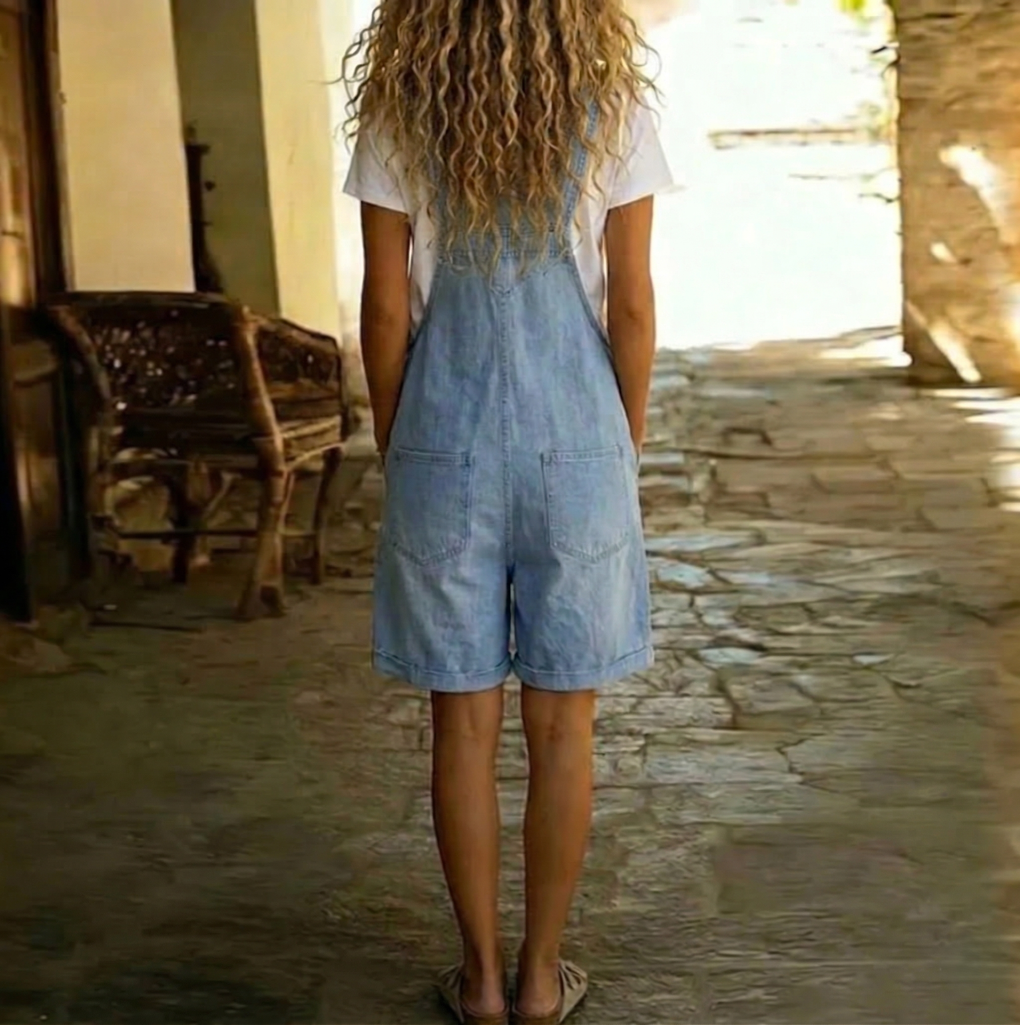 PV13 - Vestido de Denim Suave con Efecto Vintage Lavado Szul Claro