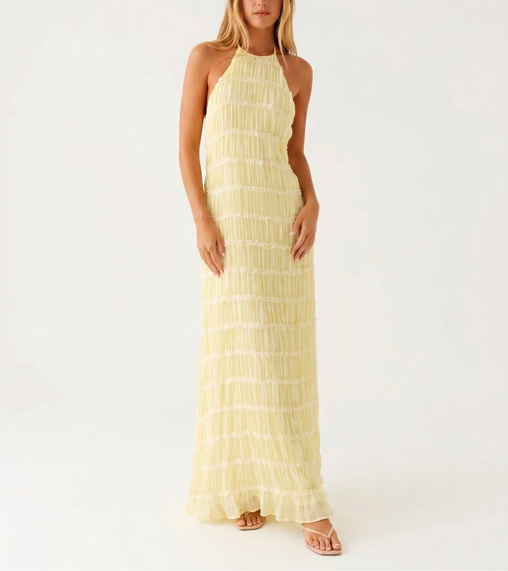 Maite - Vestido Maxi Elegante de Verano con Cuello Halter