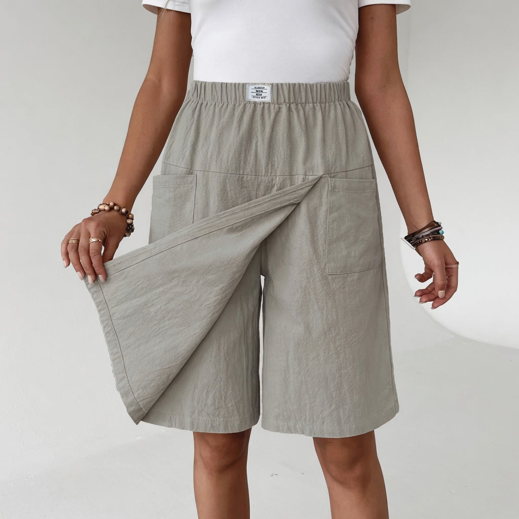 Azahara - Falda-pantalón con cintura elástica y bolsillos