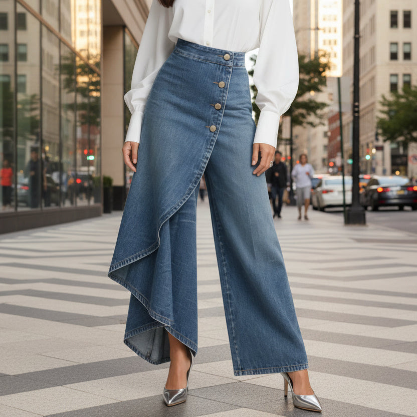 Lua - Falda-pantalón vaquero cruzada